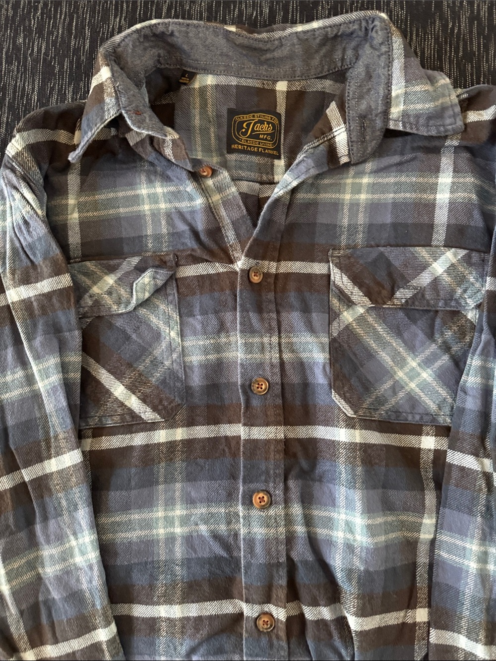 Jachs Blue Gray Plaid Flannel Button-Front Shirt